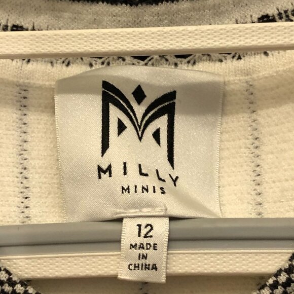 Milly Minis Vertical Textured Fit Flare White Black or Navy Dress Girls Size 12 - Picture 6 of 9